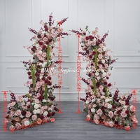 Arreglo Floral Artificial de Rosas Rosadas Borgoña para Arco, Decoración de Fondo Floral para Entrada de Boda