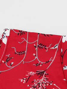 Đầm satin dáng chữ A in họa tiết, xòe rộng, dài chấm đất, tay dài, thích hợp cho mùa xuân, mùa thu và đi nghỉ, họa tiết chấm bi tự nhiên. - Product Image 4