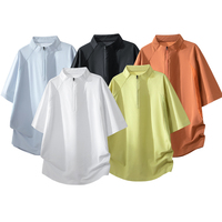 T-shirt décontracté pour homme en nylon et élasthanne tricoté, 150g, uni, à manches courtes, demi-zip, coupe régulière, respirant, vente en gros