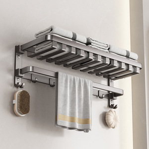 Étagère de rangement pour salle de bain Morning Dew, 50 cm, porte-serviettes mural en aluminium durable pour toilettes, étagères d'angle pour salle de bain - Product Image 5