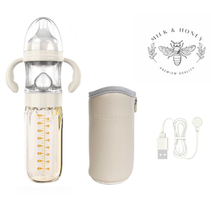 Mumlove Biberon pour nouveau-né <span class=keywords><strong>Bebe</strong></span> Glasses Milk and Honey 3 en 1 240 ml Set Distributeur de formule à rinçage rapide Mélangeur chauffe-biberon PPSU USB - Product Image 4
