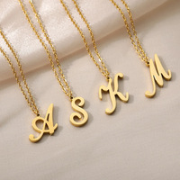 Collar con Colgante de 26 Letras Inglesas en Acero Inoxidable Electrochapado, Estilo Europeo Americano, Nuevo Collar con Nombre Simple y Moderno, Unisex
