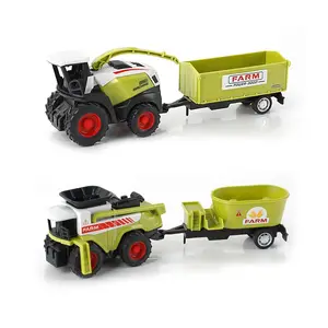 1:60 Mainan Traktor Pertanian Logam Campuran Model Tarik Kembali Mainan Truk Pertanian HN952627