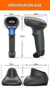 HENEX 3208RC Lector de Códigos QR 1D 2D Inalámbrico Industrial Comercial, Escáner de Códigos de Barras Portátil, Base de Carga, Interfaz USB <span class=keywords><strong>COM</strong></span> - Product Image 5