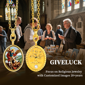Giveluck Christian Saint Benedict/Michael huy chương trinh nữ Mary 18K mạ vàng thép không gỉ Vòng cổ cho nam giới phụ nữ-kinh thánh câu - Product Image 6
