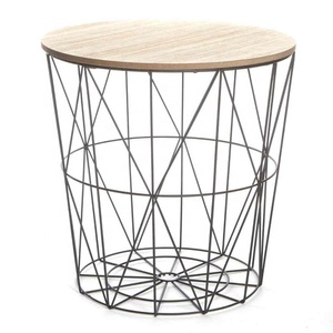 Modern Style Brown Wooden <strong>Storage</strong> <strong>Baskets</strong> Black Iron Wire End Side Home Furniture <strong>for</strong> Bathroom Patio Set Steel <strong>Units</strong> <strong>for</strong> Gifts - Product Image 1