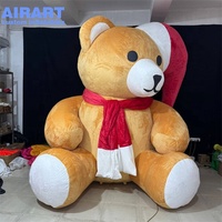 Ours gonflable en peluche de mascotte de festival de Noël de 3m, ballon gonflable mignon d'ours de père Noël à vendre