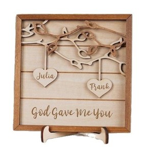 การตกแต่งด้วยไม้3D สำหรับวันวาเลนไทน์แผ่นอนุสรณ์เฉพาะบุคคลพร้อมสลักชื่อฝักตามต้องการ - Product Image 5