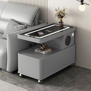 Big Camphor Smart <b>Side</b> <b>Table</b> With Charging Function 1 Drawer Tempered Glass Top Bedside Storage Cabinet Living Room Coffee <b>Table</b> - Product Image 3