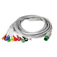 Câbles de fournisseur médical ECG compatibles Sonde à oxygène fendue Ekg One Piece 5 Lead Snap Clip Lead Wire Monitor ECG Connector Cable