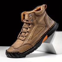 Chaussures d'hiver mi-hautes décontractées pour hommes, tige en PU, à lacets, antidérapantes, semelle extérieure plate en caoutchouc, chaussures de marche confortables, grande taille 36-50