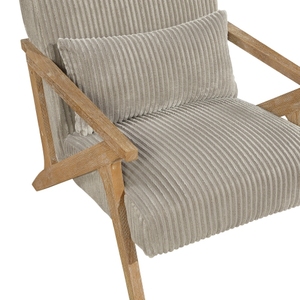 Fauteuil d'appoint capitonné avec coussin en mousse douce en velours côtelé, structure en bois de caoutchouc massif, mobilier de chambre moderne - Product Image 3