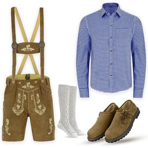 Ensemble de Lederhosen bavarois personnalisé pour hommes, costume traditionnel brodé pour l'Oktoberfest, short en velours, chemise, chaussettes, chaussures - Product Image 2