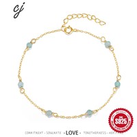Bijoux tendance Carline Bijoux argent sterling 925 turquoise Vente en gros de bracelets en agate et chaîne en or 18 ct bracelets à maillons pour femmes