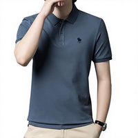 Chemise Classique de Luxe Personnalisée pour Homme - Séchage Rapide, Manches Courtes, Motif Floral Brodé, Tissu en Coton Piqué Tricoté Doux et Respirant