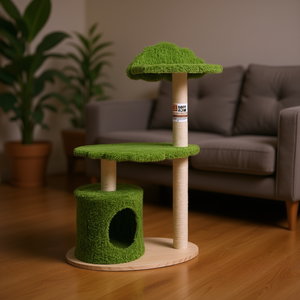 Cat Tree 38-Inch Sisal Scratching <b>Posts</b> 2 <b>Levels</b> Indoor Cats Eco-Friendly Cartoon Style - Product Image 2