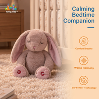 Doudou Lapin en Peluche Super Doux Brodé Konig Kids avec Rembourrage en Coton PP pour Bébés de 0 à 24 Mois, Cadeau d'Anniversaire Unisexe