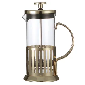 Modern Series French Press Coffee Pot, Portable Metal Aço Inoxidável Francês Press Cafeteira, Imprensa francesa de ouro