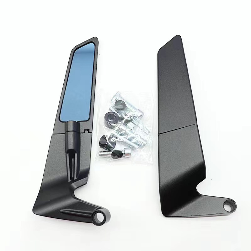 A pair of blue glass rearview mirrors