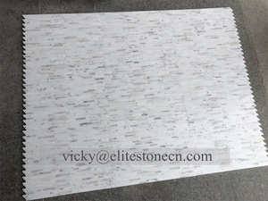 ストリップパターンCarrara Calacattaゴールドバックスプラッシュ大理石モザイクタイル - Product Image 4