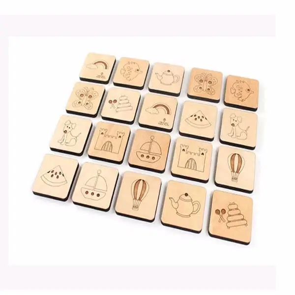 Jeu de tuiles assorties à mémoire en bois, ensemble de jouets en bois naturel pour enfants de plus de 2 ans