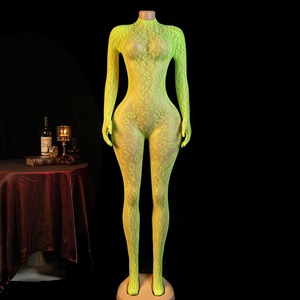 Women Sexy Snake Print <strong>Sheer</strong> Mesh Bodysuit Long Sleeve Turtleneck Full Body Stocking Lace Lingerie Stretchy Seamless <strong>Catsuit</strong> - Product Image 4