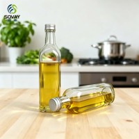 Bouteille d'huile d'olive en verre carrée allongée de 500 ml, récipient vierge à col fileté pour huile alimentaire, coffret cadeau, vente en gros disponible