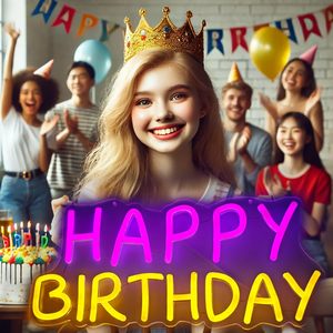 Happy Birthday Neon LED Dimmable USB Powered Ambient <b>Light</b> Store <b>Window</b> Decoration <b>Light</b> Street Indicator <b>Light</b> Landscape <b>Light</b> - Product Image 1