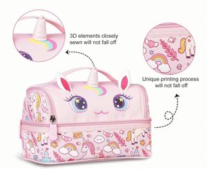 Sac à déjeuner isotherme pour enfants, motif licorne, sac isotherme réutilisable, sac fourre-tout pour femmes, filles, écoles, voyages, pique-niques, fêtes - Product Image 2