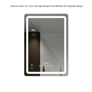 Bathroom <b>Mirror</b> 50 x 70cm LED <b>Light</b> Defogger Smart Wall <b>Mirror</b> <b>with</b> 3 Adjustable Settings - Product Image 2