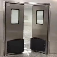 Porte battante intérieure moderne robuste en acier inoxydable pour zones à fort trafic et hôpitaux, conception anti-collision, économie d'énergie, étanche