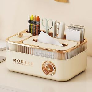 Modern Desktop Tissue Box With Organizer Storage For Home Office Use - Product Image 2