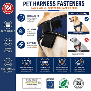 Cinta de Gancho y Bucle de Nylon 100% Suave, Reutilizable, para Coser, para <span class=keywords><strong>Arnés</strong></span> de Mascotas y Fabricación de Correas de Pecho para Perros - Product Image 1