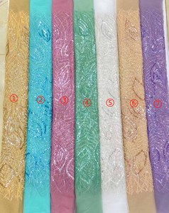 Bạc Hà màu xanh lá cây lá hoa sequin vải trên cơ sở <span class=keywords><strong>Net</strong></span> thêu <span class=keywords><strong>Net</strong></span> tôn tạo thời trang ren vải cho may mặc & trang trí nội thất - Product Image 6