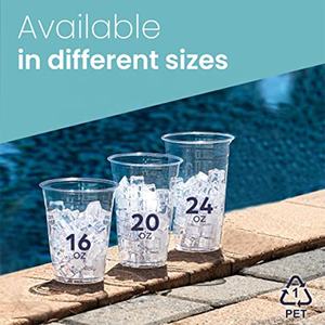 Gobelets jetables en PET recyclé à paroi simple pour boissons froides, café glacé, logo personnalisé en gros, 12/16/24 oz, 90 mm - Product Image 2