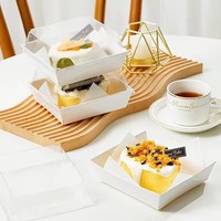 Boîtes en papier d'emballage pour pâtisserie sur mesure pour desserts, boîte à gâteaux transparente, boîte à sandwichs, boîte à biscuits avec couvercle en PVC transparent