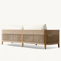 Ensemble de canapés d'extérieur de design scandinave haut de gamme en teck et rotin PE, résistant à l'eau, durable, écologique, meubles de terrasse pour villa