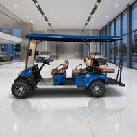Voiturette de golf électrique de luxe bleue de haute qualité pour 6 passagers, tout-terrain, alimentée par batterie au lithium, idéale pour les zones touristiques