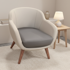 Ghế bành bọc vải màu xám hiện đại, ghế nghỉ bằng da với chân gỗ chắc chắn, dùng cho phòng khách, phòng ngủ, văn phòng. - Product Image 1