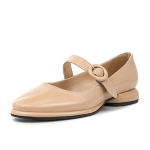 Large Size 45 Women Low Square <b>Heels</b> Middle Buckles Wide Fit Mary Jane Shoes <b>Round</b> <b>Toe</b> Office Lady Summer Flat Sandals - Product Image 1