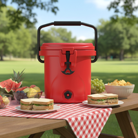 Seau isotherme rotomoulé moderne et économique rouge de 3,5 gallons avec robinet, boîte de rangement d'eau réutilisable pour entreprise, bureau, hôpital