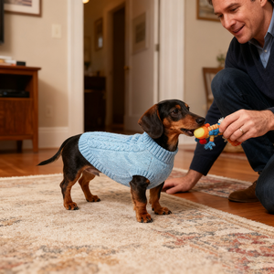 Alta qualidade luxo cão inverno casaco xadrez clássico padrão quente malha lã pulôver camisola para animais de estimação para a primavera - Product Image 4