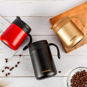 Custom Logo Laser Insulated 304 Stainless Steel <b>Ceramic</b> Office Coffee Mug with Handle Lid for Business Gifts Factory Price - Product Image 2