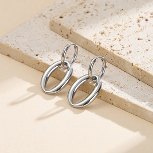 Boucles d'oreilles pendantes géométriques simples en acier inoxydable plaqué or 18 carats, tendance et inaltérables, pour femmes - Product Image 6