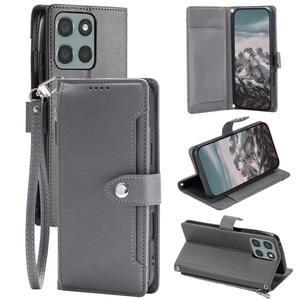 Étui portefeuille zippé en cuir végétalien texturé litchi avec dragonne pour Motorola Moto G56 5G – Prix réduit - Product Image 1