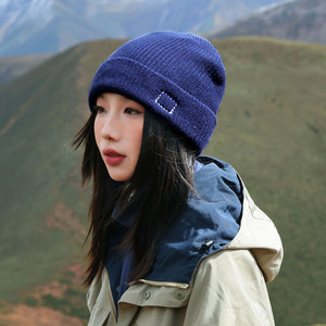 Knitted Jacquard Beanie <b>Hat</b> <b>Wool</b> Casual Winter Warm Unisex Hiking Outdoor Bow & Rivet Cap for Adults - Product Image 4