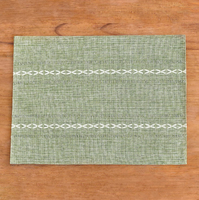 Sets de table en coton et lin à motifs géométriques, 19x12 pouces, lot de 4, style rustique, ourlets brodés, réutilisables, résistants à la chaleur, vert sauge, pour la cuisine