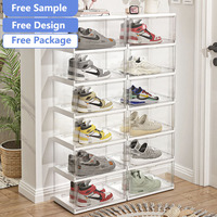 Organizador de Zapatos Personalizado Desmontable de Plástico Transparente Caja de Almacenamiento Plegable con Función de Succión Magnética para Sala de Estar