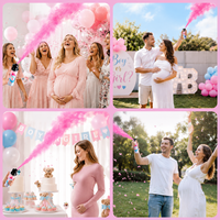 Canon à poudre colorée personnalisé pour révélation du sexe, pulvérisateur 100g, pulvérisation en 6 secondes, rose et bleu, amidon de maïs, fournitures de fête