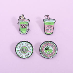 Produsen Grosir Minuman Teh Hijau Matcha Girlie Pin Enamel Lunak Keras Teh Matcha Metalicos Pines Hadiah Promosi - Product Image 1